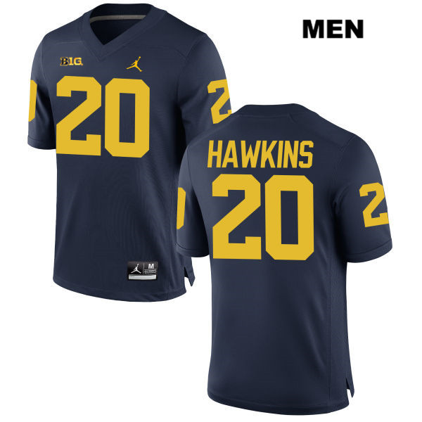 Men's NCAA Michigan Wolverines Brad Hawkins #20 Navy Jordan Brand Authentic Stitched Football College Jersey PB25K50FZ